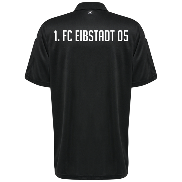 Polo in schwarz mit Eibstadt Logo und Initialen