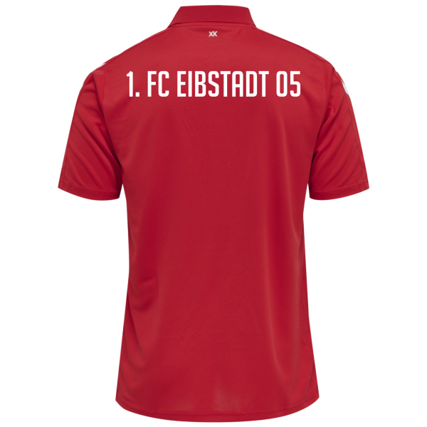 Polo in Rot mit Eibstadt Logo und Initialen
