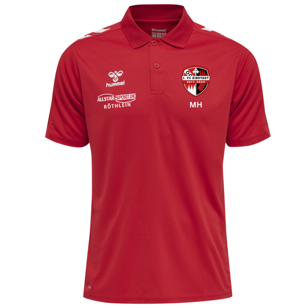 Polo in Rot mit Eibstadt Logo und Initialen